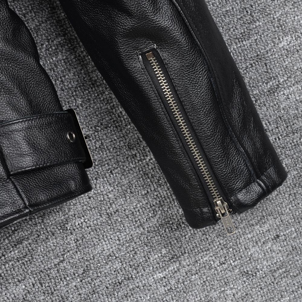 Motorcycle Jacket Men Genuine Cow Leather Jackets Slim Short Men's Cowhide Coat Autumn Biker Jacket Moto Riding Clothing Spring
