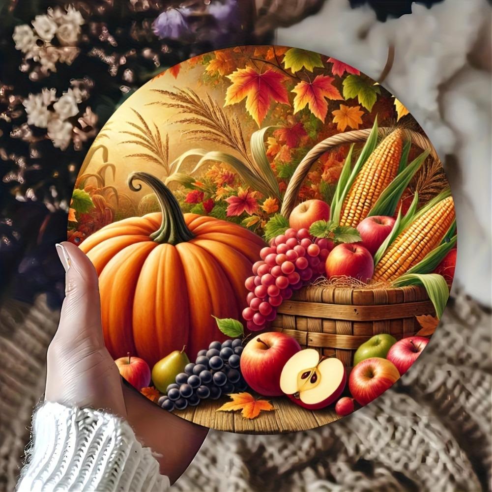 pc x(xcm) D Flat Print Metal Sign Autumn Thanksgiving Decor for Home Farmhouse Shop Garage Bar Garden Coffee Shop