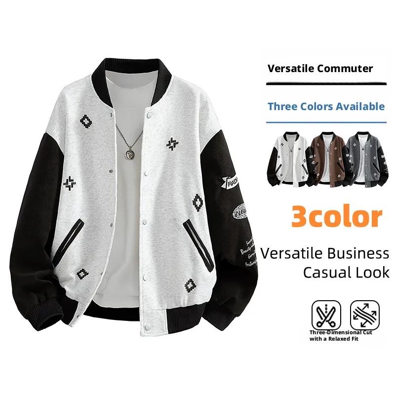 Men Women Letter Graphic College Style Coat Y2k Streetwear Varsity Jacket Long Sleeve Spring Autumn Baseball Jacket