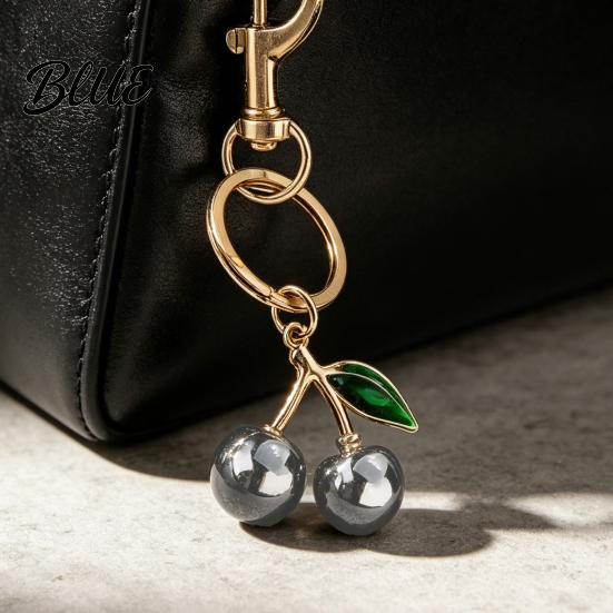 Fruit Key Ring Charm Alloy Cherry Keychain for Backpacks Shape Car Purses Chain Holder Decorative Handbag Pendant Women & Girls Backpack