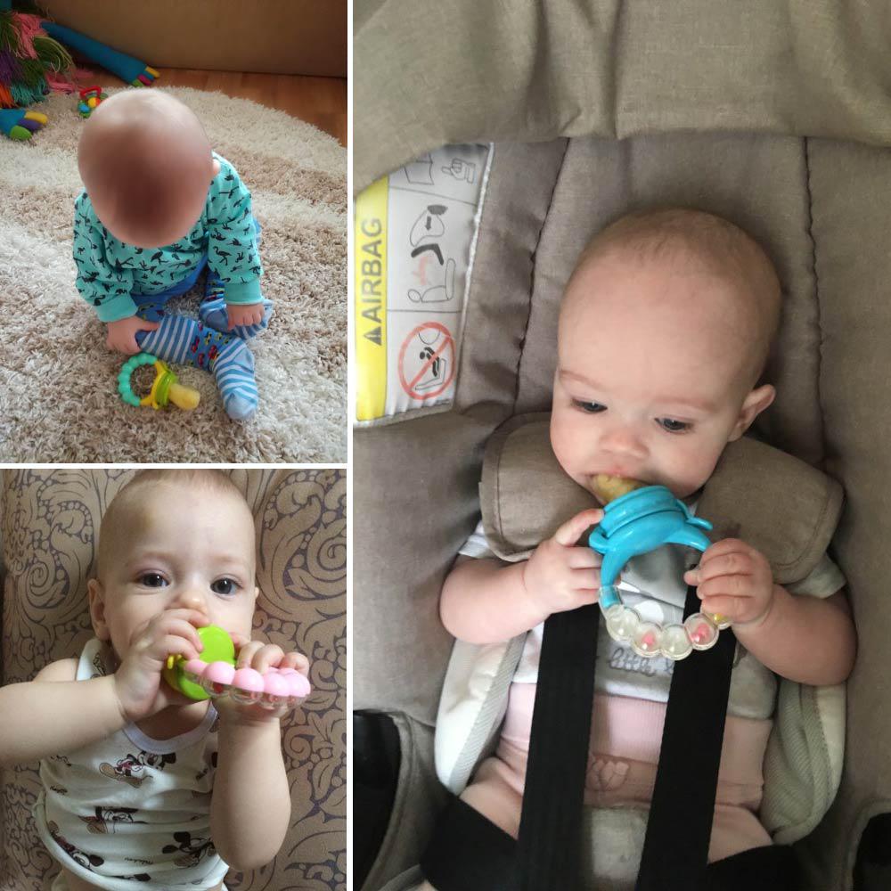 1 stks vers fruit fopspeen siliconen tepelhouder grappige rammelaar babyfopspenen voedsel feeder tepels