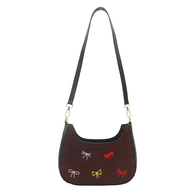 Foreign style fashion printing simple bow underarm bag commuter crescent bag simple leisure new trend shoulder bag
