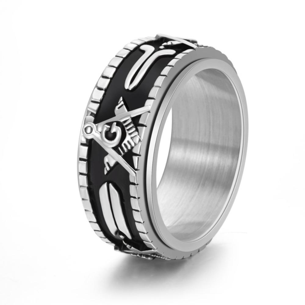 Rotating Titanium Steel Ring Stackable Punk Jewelry for Men Vintage Gothic Style Finger Ring