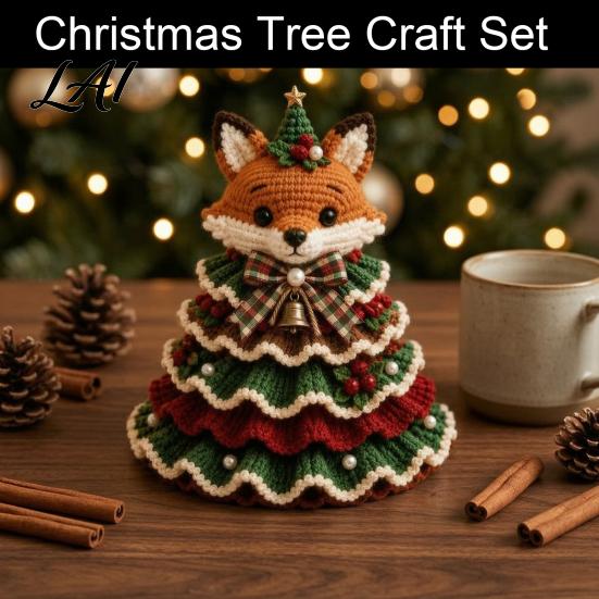 DIY Yarn Knitting Projects Animal Christmas Tree Crochet Kit Highland Cow Cute Handmade Holiday Ornament Dachshund Cat Crafting Kit for Beginners,