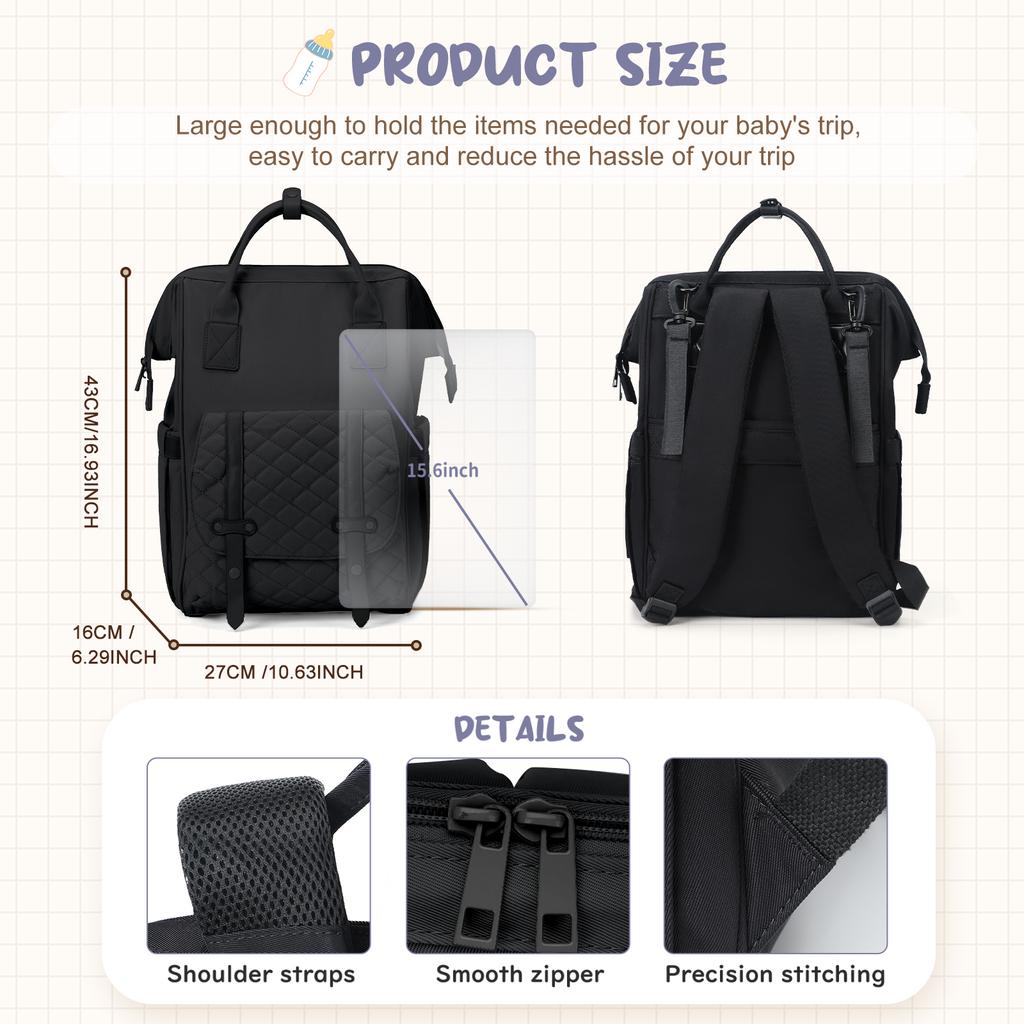 Baby Diaper Bag For Boys Girls,Nappy Backpack Diaper Bags Large Capacity Newborn Multifunction Essentials Travel Bag For Mom Dad