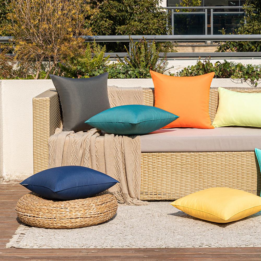 Solid Color Outdoor Waterproof Cushion Cover Candy-colored Simple Rainproof Stain-resistant Throw Pillow Covers for Patio Sofa