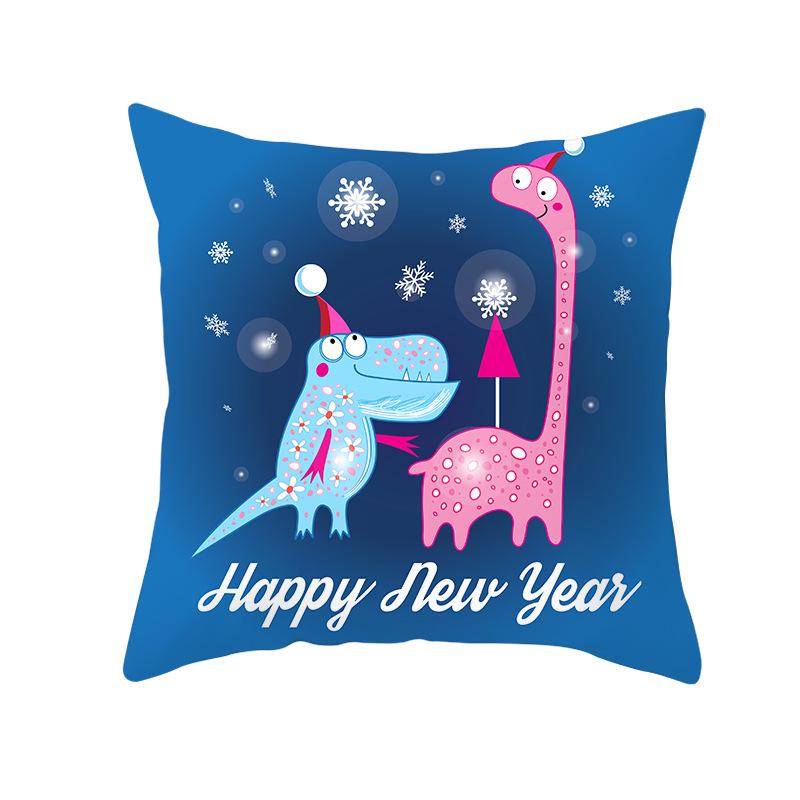 Peach Skin Christmas Print Pillow Case Cartoon Animal Home Sofa Cushion Cover Bedside Bedroom Pillow
