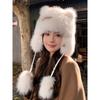 Faux Raccoon Fur Hat For Women Winter Northeast Ear Protection Thickened Warm Lei Feng Hat Fluffy Fur Cap Fashion Bomber Hat