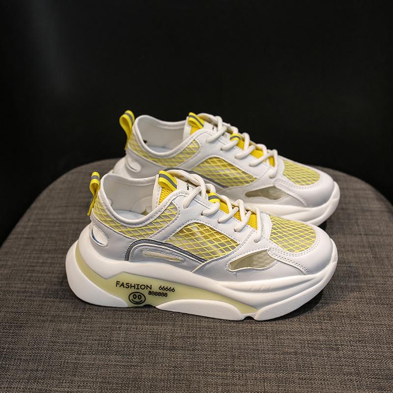Fashion New Women's Not-peep Toe Sandals Summer Hollow Lace-up Casual Shoes Soft Platform Sneakers Women Fashion Wild Mesh Sports Shoes