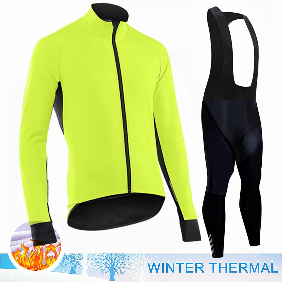 2025 Pro Team Winter Thermal Fleece Cycling Jersey Set Long Sleeve Bicycle Clothing Mtb Bike Wear Maillot Ropa Ciclismo Cycling