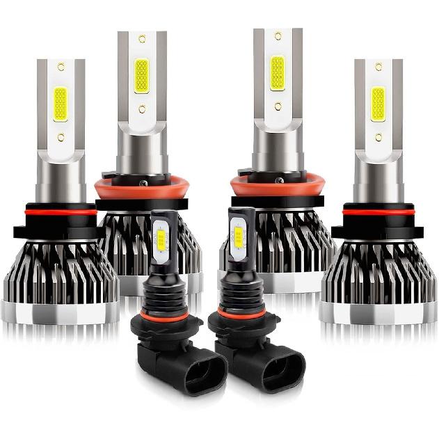 Compatible For Ford F150 2015 2016 2017 2018 Bulbs, 9005 High Beam + H11 Low Beam + 9140 Fog Light Bulbs Combo, 600% Brightness 6500K White, Plug