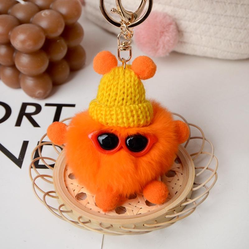 Cute Fluffy Elf Car Keychain With Real Rabbit Fur Ball