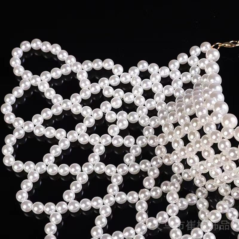 European and American Bride Pearl Shoulder Chain Jewelry Hollowed-out Cape Pearl Necklace Fashion Elegant Woman Bead Necklace
