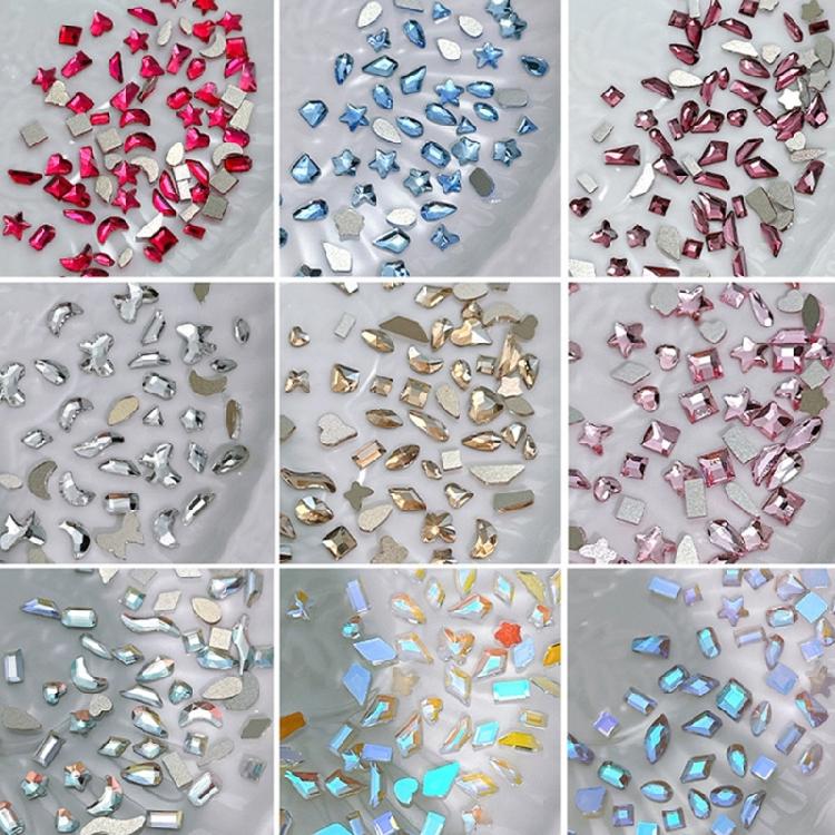 100Pcs Mixed Glass Crystal Hybrid Diamond Rhinestones Nail Art Decorations