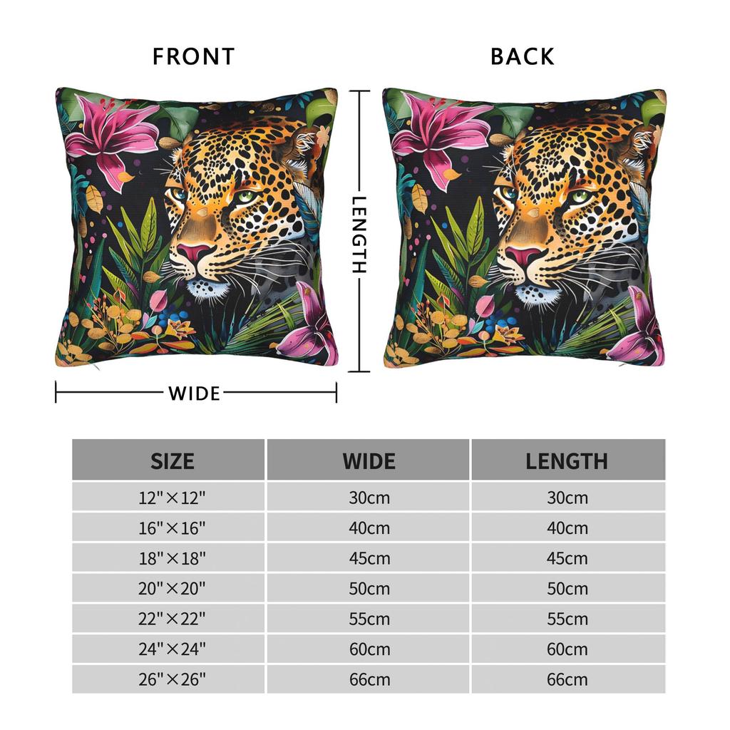 Leopard & Tropical Floral Pillow Case Soft Pillow Cover Cute Funny Pillowcases For Office Car Home Decor