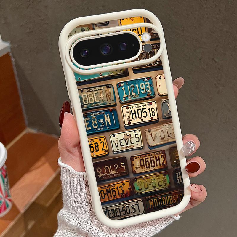 Retro License Plate TPU Case For Google Pixel 10 8 7 Pro Pixel 10 9 Pro XL Shockproof Silicone Cover For Google Pixel 9A 7A 8A