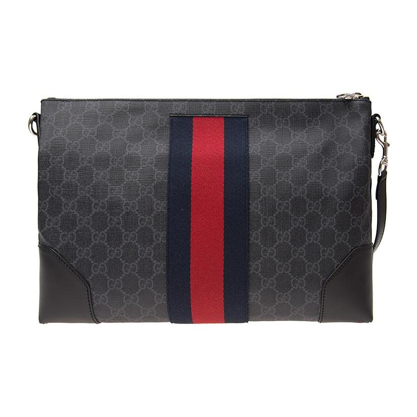 Gucci Canvas With Leather Shoulder Bag, Crossbody Bag Mens Black Gray