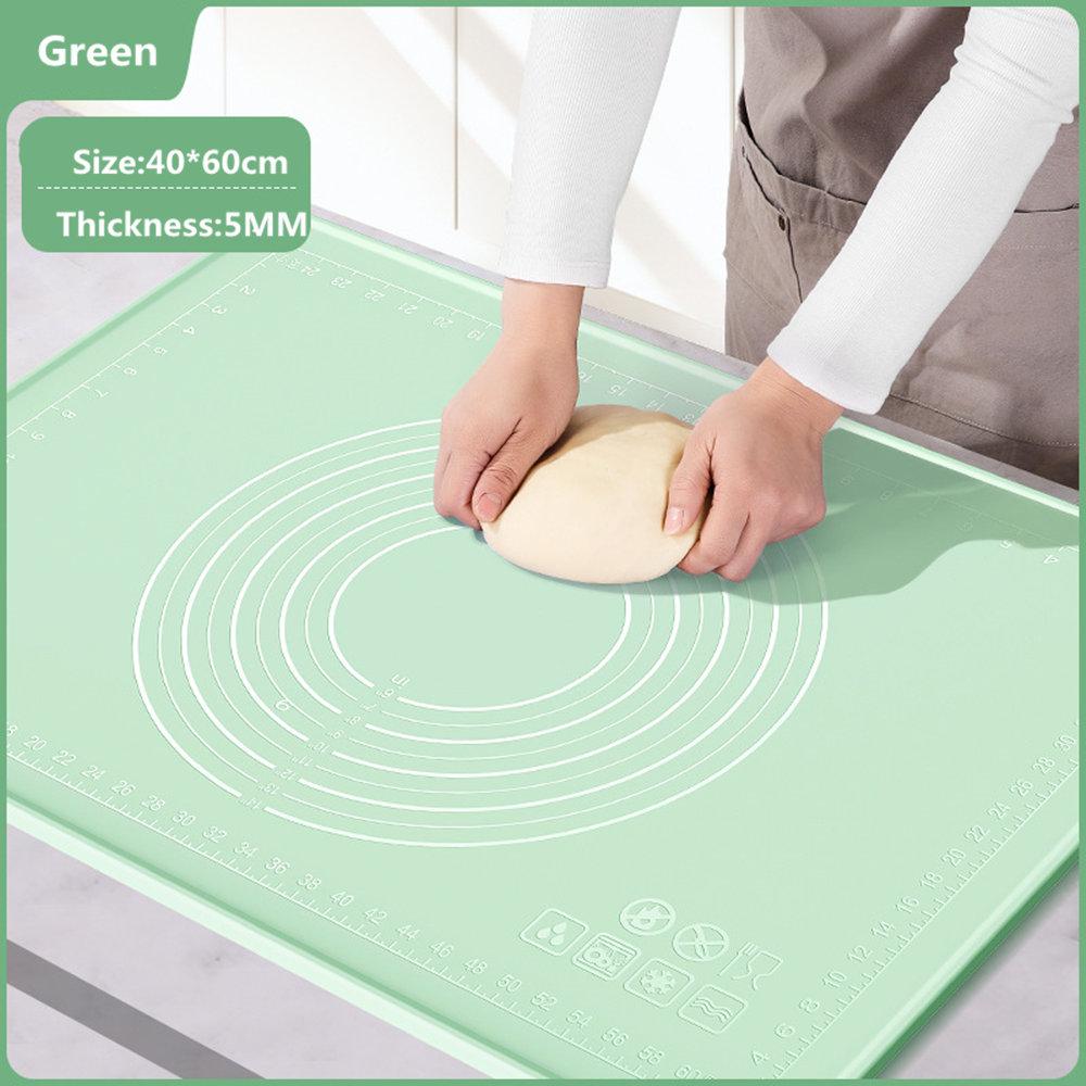 

5mm Thick Large Size Silicone Kneading Pad Food Non-Stick Surface Rolling Dough Mat With Scale Cake Pastry Pads Tools Accessorie зелёный