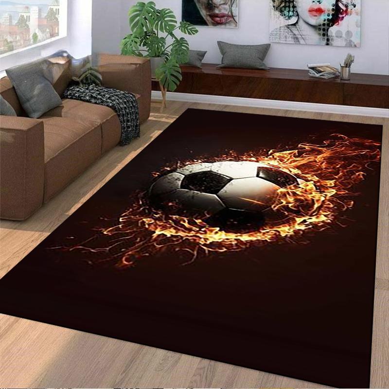 Fiery Soccer Ball carpet Designed floor mat, suitable as a non-slip mat for the living room or bedroom sofa