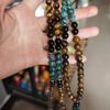 Tiger's Eye African Turquoise Mala Necklace – Beads Tassel Healing Jewelry, Boho Grounding Gift for Men Women