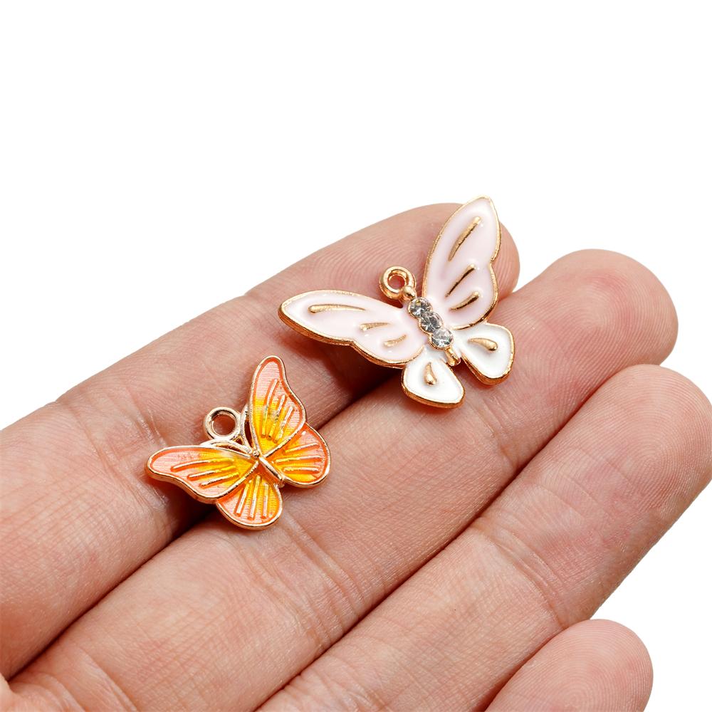 4Pcs/Lot 4 Styles Alloy Metal Drop Oil Butterfly Charms Animal Pendant For DIY Bracelet Necklace Jewelry Making Accessories