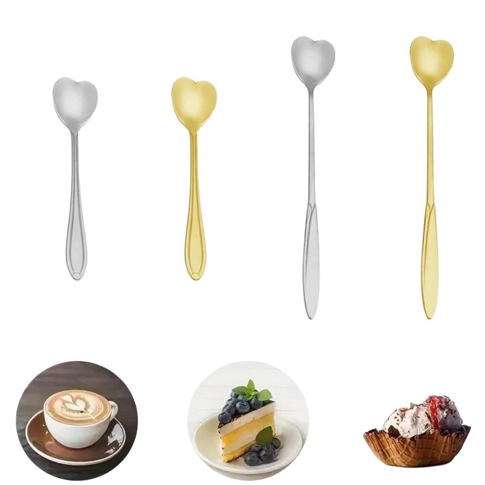 Nuovo Acciaio Inossidabile A Forma di Cuore Cucchiaino da Caffè Due Misure Durevole Cucchiaino da Dessert Cucchiaino da Tè Utensili da Mescolanza Caffetteria Bar