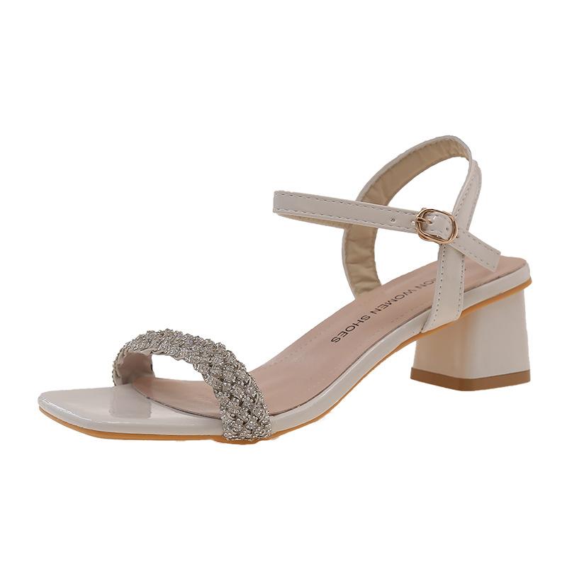 French beautiful thick heel sandals women's summer wear with skirt 2025 popular super hot new wedge heel high heel small sandals