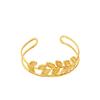18K Gold Plated Stainless Steel Leaf Bracelet - Hollow Forest Style, European & American C-Shaped Design