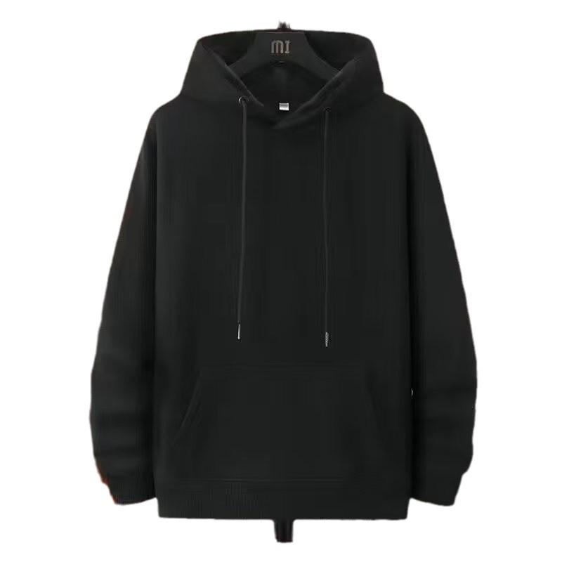 2024 Men's High-End Solid Color Fleece-Lined Hoodie for Autumn/Winter