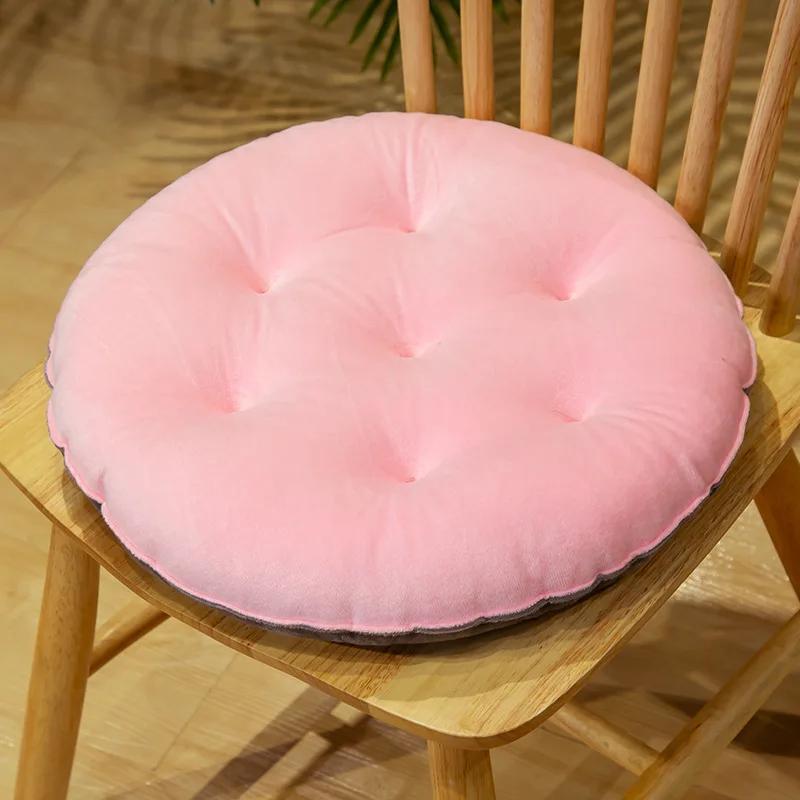 Solid Color Crystal Velvet Color-matching Chair Cushion Winter Warm Seat Cushion Student Stool Butt Office Chair Cushion