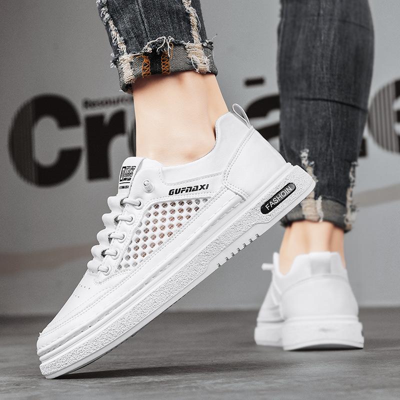 Little white shoes summer new breathable mesh fashion men's casual shoes personalized soft sole hollow youth board shoes