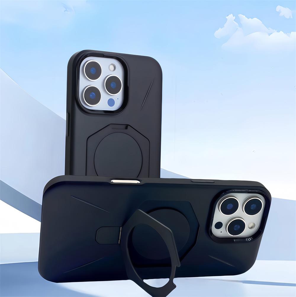 For iPhone 16 Pro Max Magnetic Case TPU + PC Kickstand Phone Cover