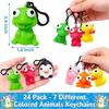 Lot de 24 Porte-clés Animaux à Œil Sortant avec Enfants, Pop Eye à Presser Cadeau d'Anniversaire pour Classe d'École Jouets Squishy pour Enfants Garçons Filles, Remplisseurs de Panier de Pâques Fidge