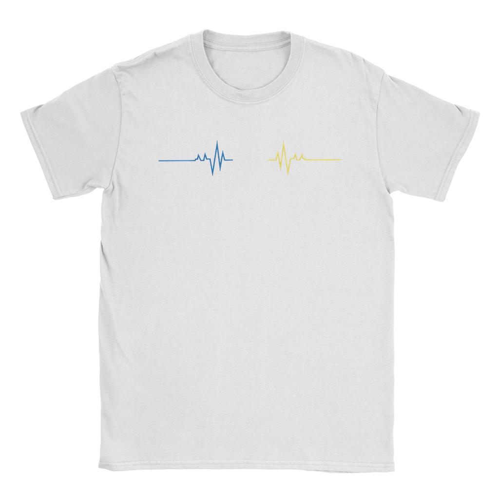 Oekraïense Drietand Symbool Oekraïne Vlag Hartslag T-shirt Strand Katoenen T-shirts Voor Volwassenen Vrije Tijd Casual T-shirt Korte Mouw Top
