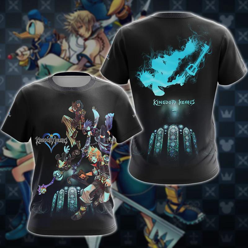 Anime Gra Kingdom Hearts Koszulki Cosplay Nadruk 3D Unisex Koszulka Męska Damska Krótki Rękaw Harajuku Oversize Męski Top z Postaciami z Kreskówek