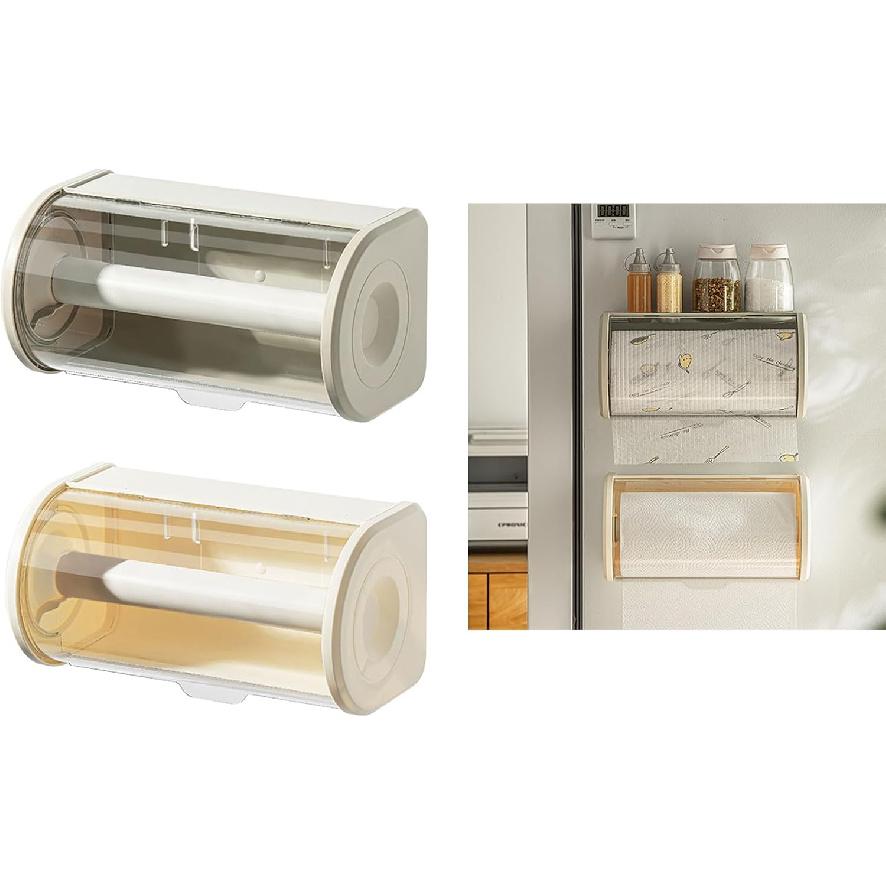 Practical Kitchen Napkin Holder Large Roll Paper Towel Organizer with Dustproof Cover Practical Tissue Storage Solution, Apricot