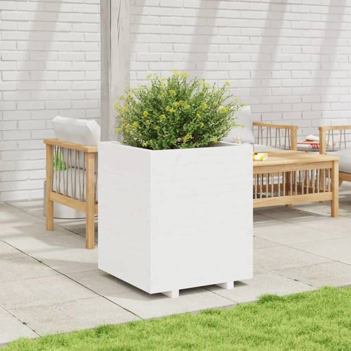 VidaXL Jardinière blanc 60x60x72,5 cm bois de pin massif, jardinière d'extérieur, bac à fleurs, bac à tomates, jardinière de 3282580