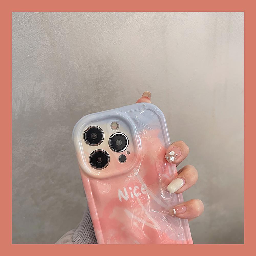 Gradient Color 3d Meteorite Pattern Letters Shockproof Phone Case For Iphone 14 11 12 13 Pro Max Lovely Soft Back Cover Case