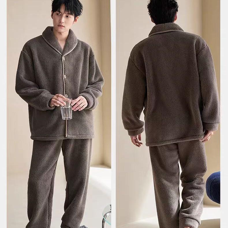 Pajamas Men`S Autumn And Winter Fleece
