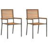 Garden Stackable Chairs 2 Pcs Brown and Grey 54 X 56 X 90 Cm