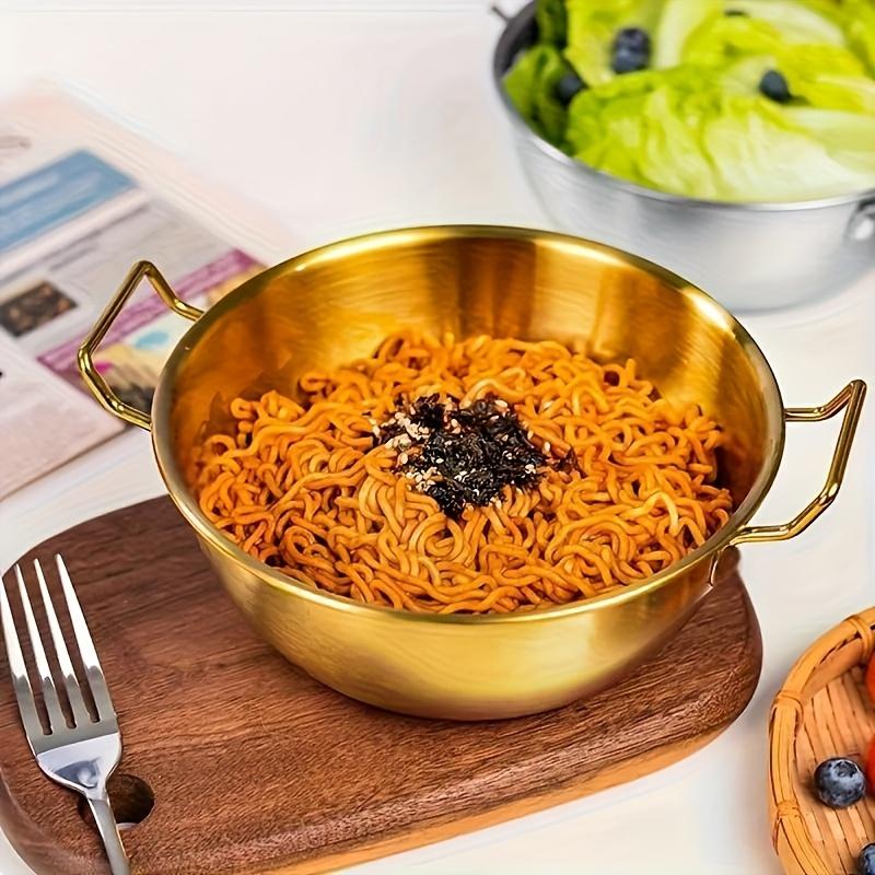 Golden Double Handle Bowl, Stainless Steel Bowl, Used for Fruit Salad, Snacks, Tableware, Seasonings, and Kitchen Food Plates.