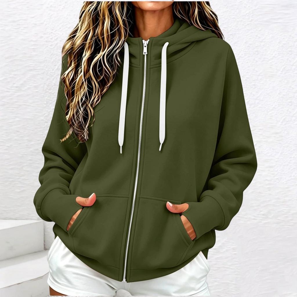 Women's Casual Zip Up Hoodie Sweatshirt with Pockets for Everyday Wear