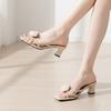Sexy Square Toe Female Slippers High Heels Vintage Style Rose Garden Women's Shoes 2026 New Outdoor Summer Slides Women Slippers