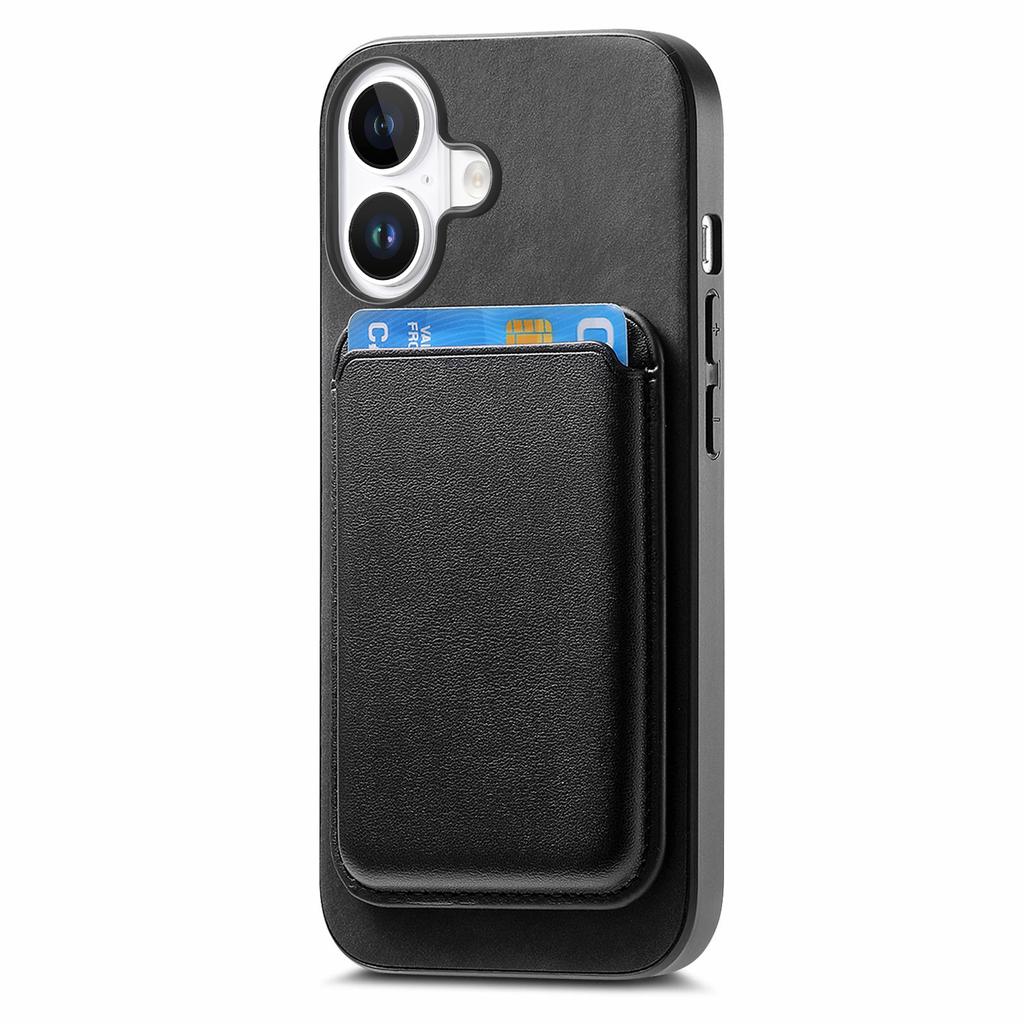 B2 For iPhone 16 Case Detachable Magnetic Card Bag Leather+TPU Phone Cover
