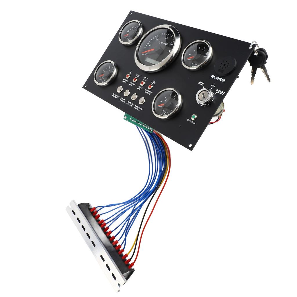 5 Gauge Set Instrument Panel 12V 7 Colors Oil Level Water Temperature Oil Pressure Voltage Display for Marine Boat