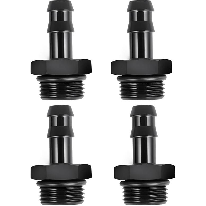 6AN ORB Male To 3/8" Hose Barb Straight Fitting Adapter Aluminum 4PCS