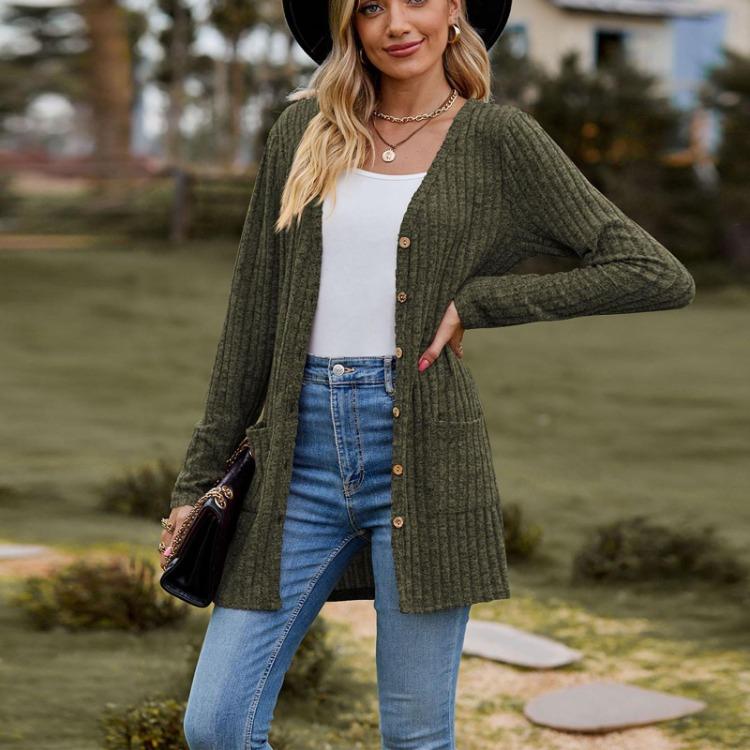 Long Sleeve Cardigan Sweater Coat for Women Ladies Top Length
