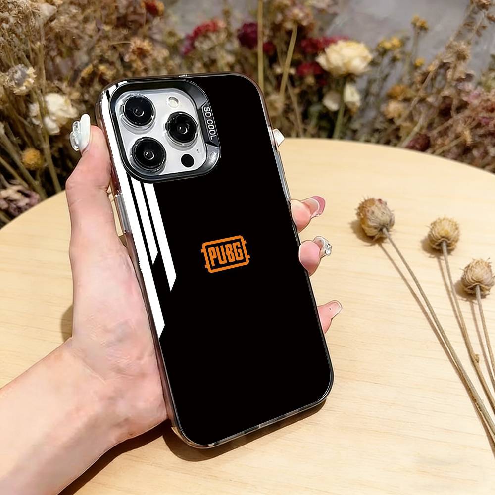 

Game P-U-B-G Phone Case For iPhone 17,16,15,14,13,12,11 Plus,Pro Max,XS,Colored Silver Plated Inside Cover iPhone15