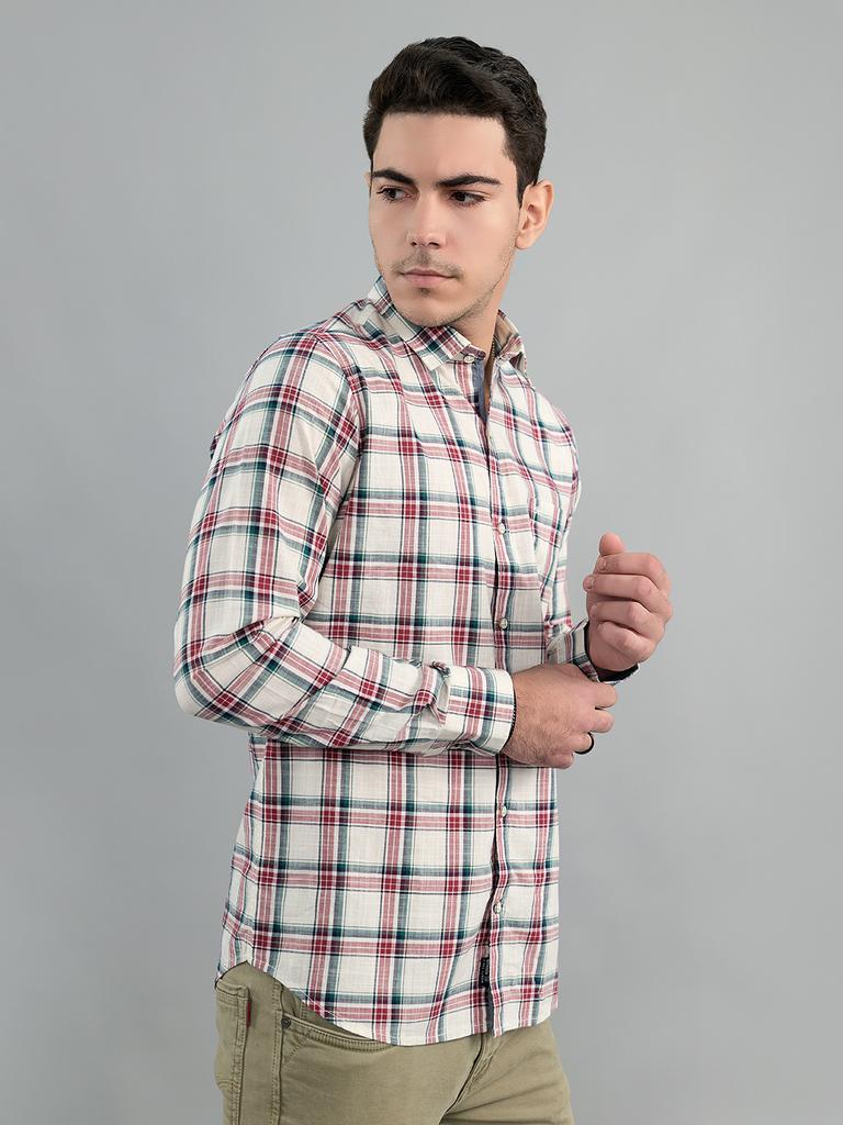 MONTE CARLO Men's Regular Fit Check Full Sleeve Shirt