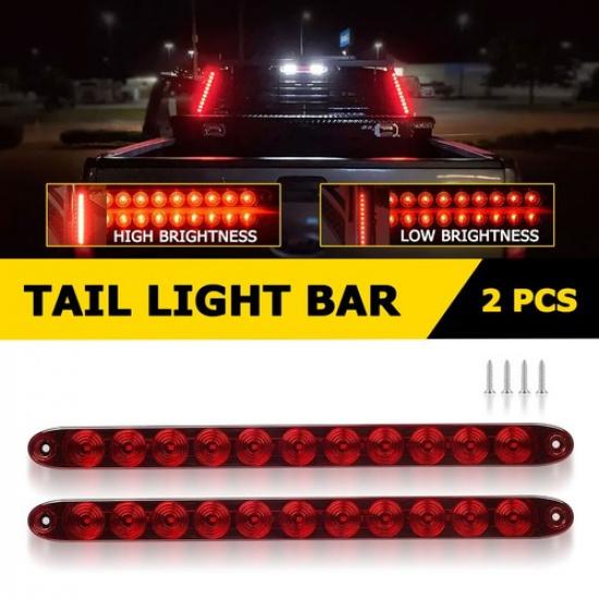 2pcs 15  Red 11 LED Trailer Truck Light Bar Stop Turn Tail Rear Brake Lamp Strip